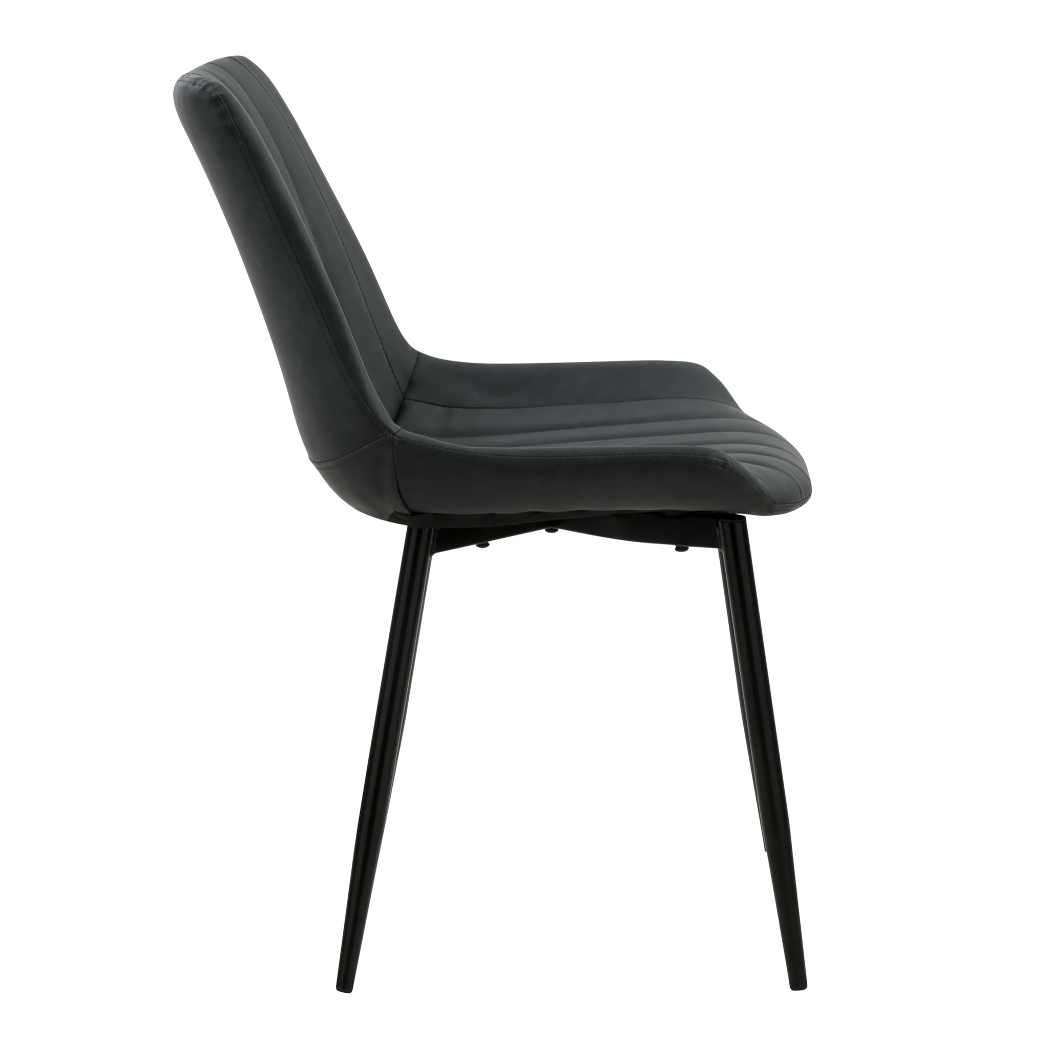 Lot de 2 chaises en cuir synthétique gris foncé et métal noir - Killi