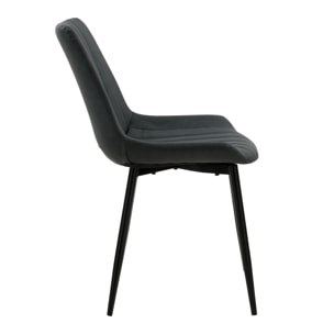 Lot de 2 chaises en cuir synthétique gris foncé et métal noir - Killi