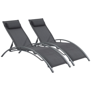 Bain de soleil en aluminium ''Beauty'' - Phoenix - Gris foncé / Argenté - Lot de 2