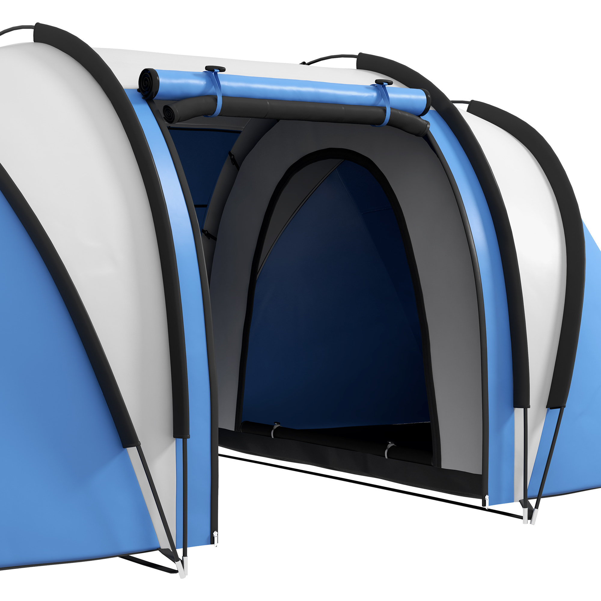 Tienda de Campaña Familiar para 4-5 Personas Tienda de Acampada de Túnel Impermeable 3000 mm con 2 Dormitorios Bolsa de Transporte y Gancho para Pescar Senderismo Azul
