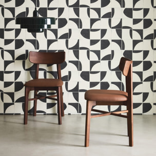 Chaises bois d'hévéa et simili cuir (lot de 2) THÉA
