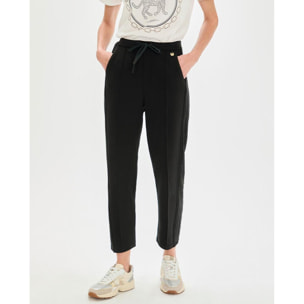 Pantaloni laterali con strass in scuba