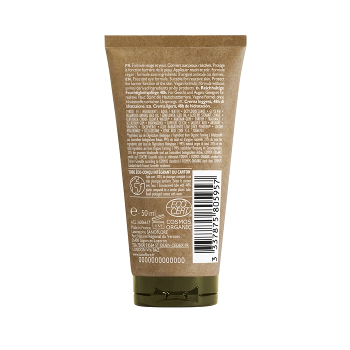 Crème légère hydratante apaisante certifiée bio