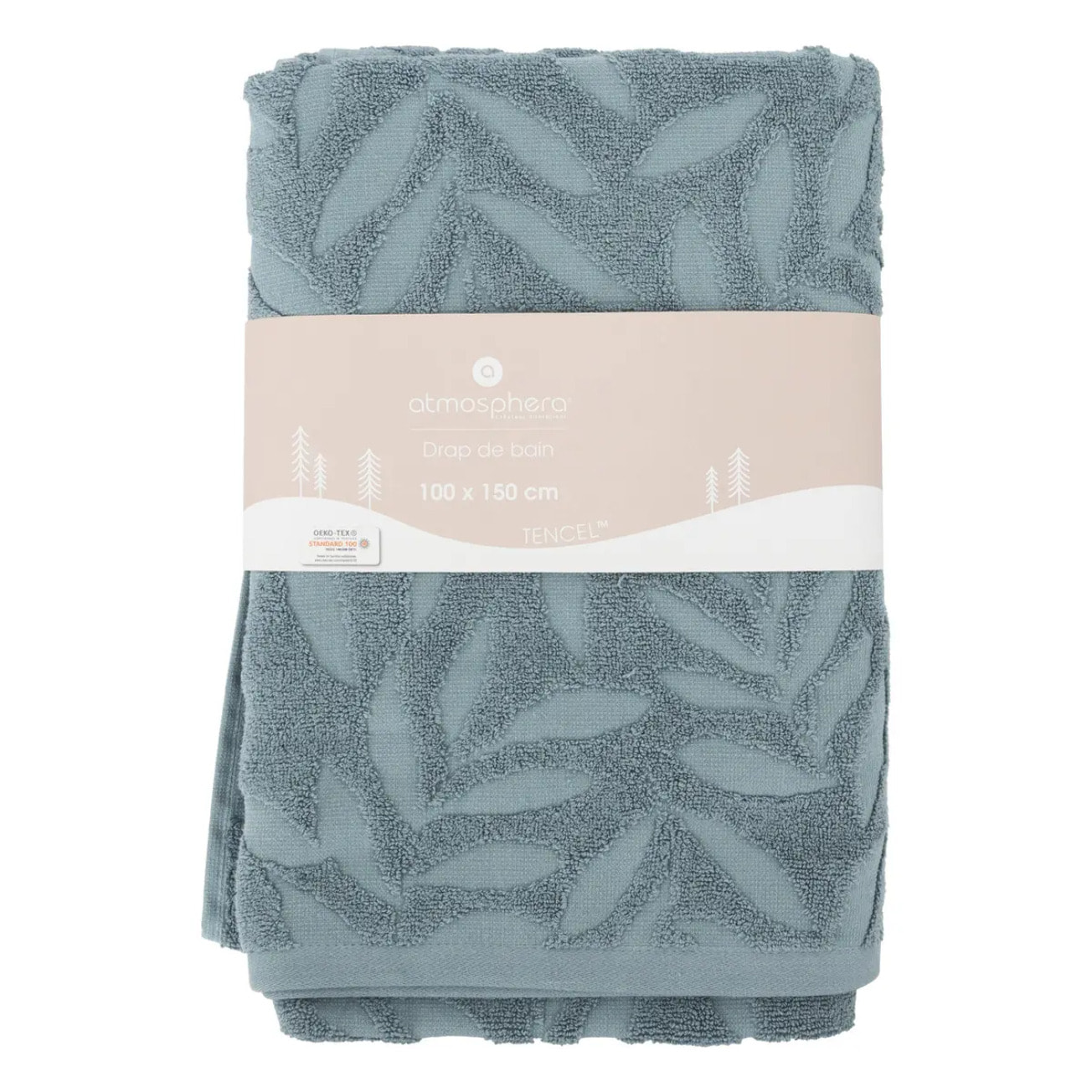 Drap de bain "Cisel" - coton - bleu - 100x150 cm