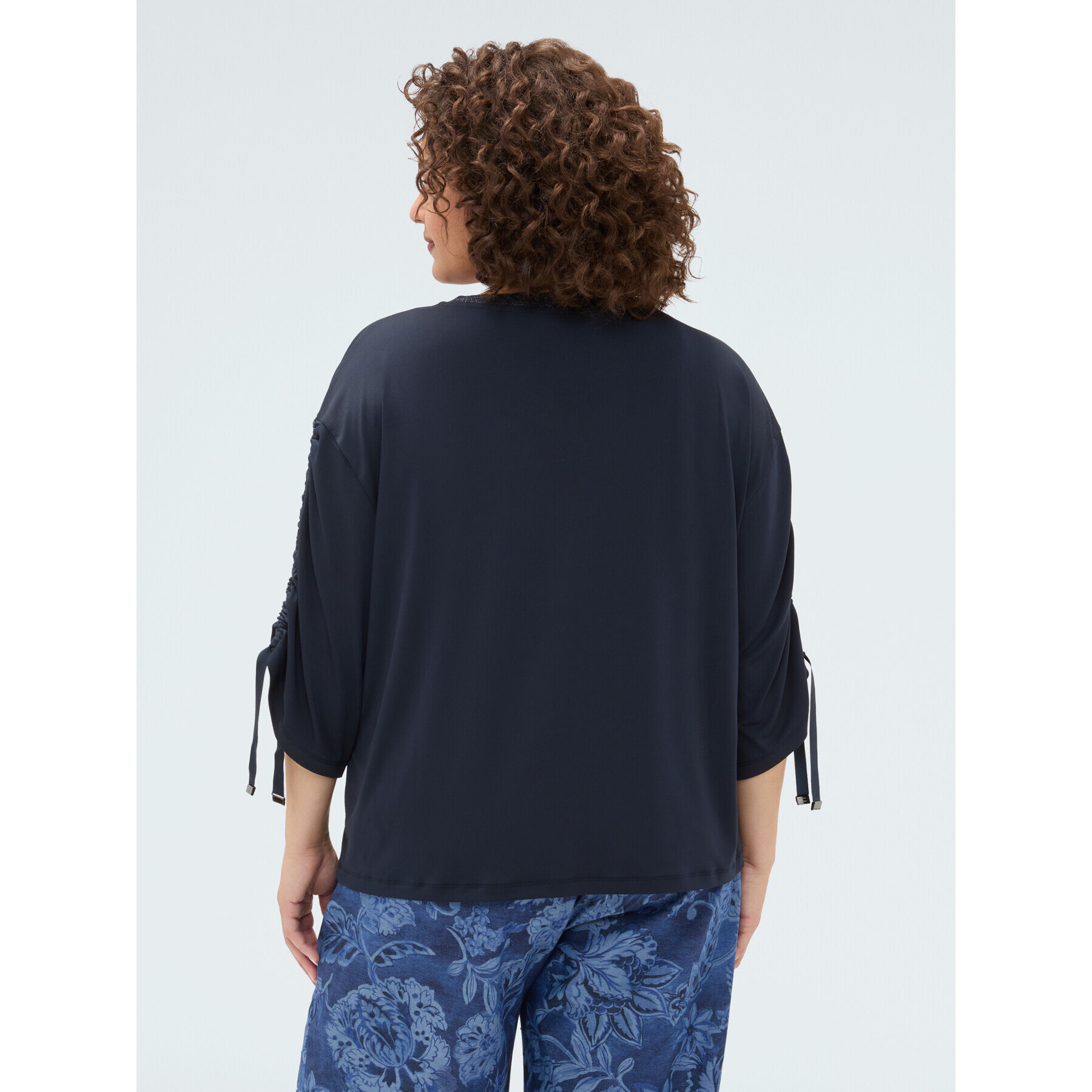 Fiorella Rubino - T-shirt in jersey con coulisse - Blu