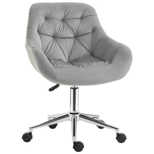 Vinsetto Chaise de bureau design Chesterfield effet capitonné hauteur réglable pivotant 360° piètement chromé velours gris