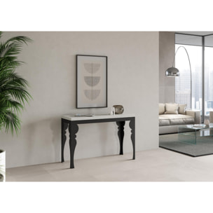 Table Paxon Double Frêne Blanc 120x45 ouverte 120x90 pieds/cadre Anthracite