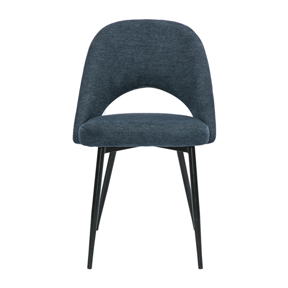 Chaises vintage en tissu effet velours texturé bleu foncé et métal noir (lot de 2) COSETTE