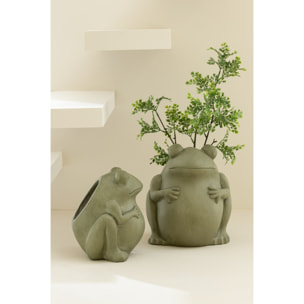 J-Line cache-pot Frog - céramique - vert - large - Ø 21 cm