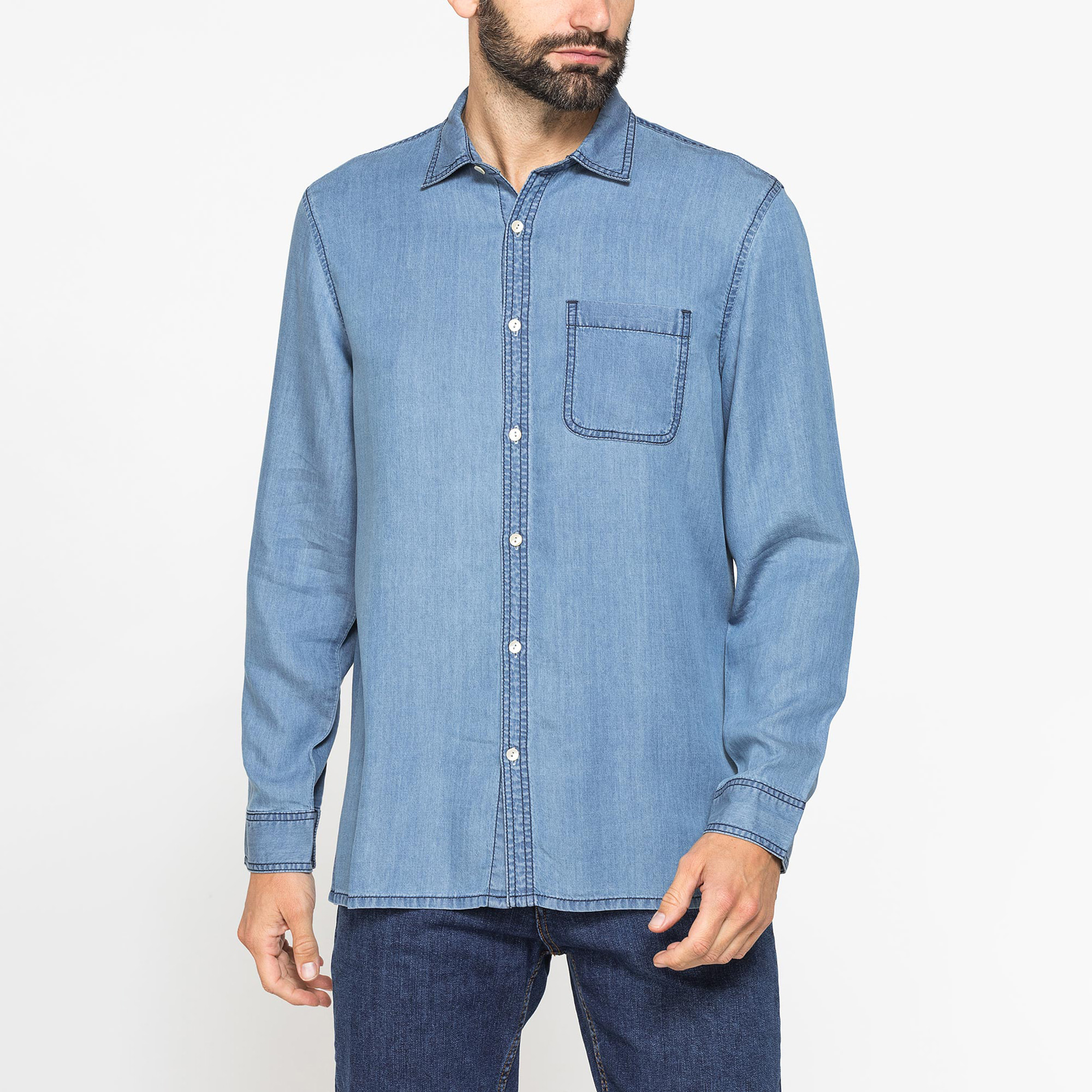 CAMICIA MANICA LUNGA IN LYOCELL EFFETTO DENIM