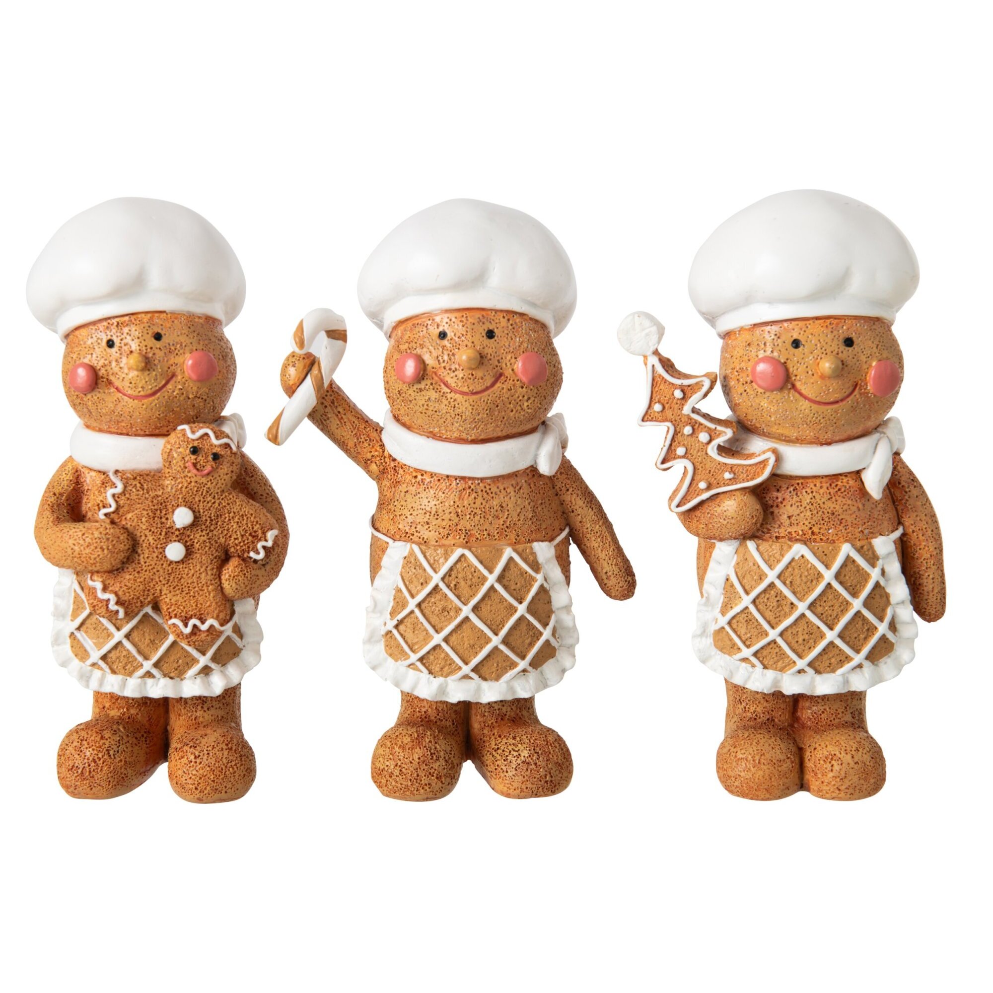 J-Line Pain d’épice cuisinant - polyrésine - beige/blanc - large - assortiment de 3