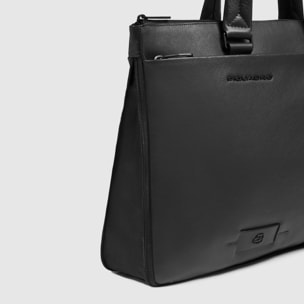 Piquadro Borsa porta pc e porta iPad® in pelle con protezioni antiurto e RFID, espandibile