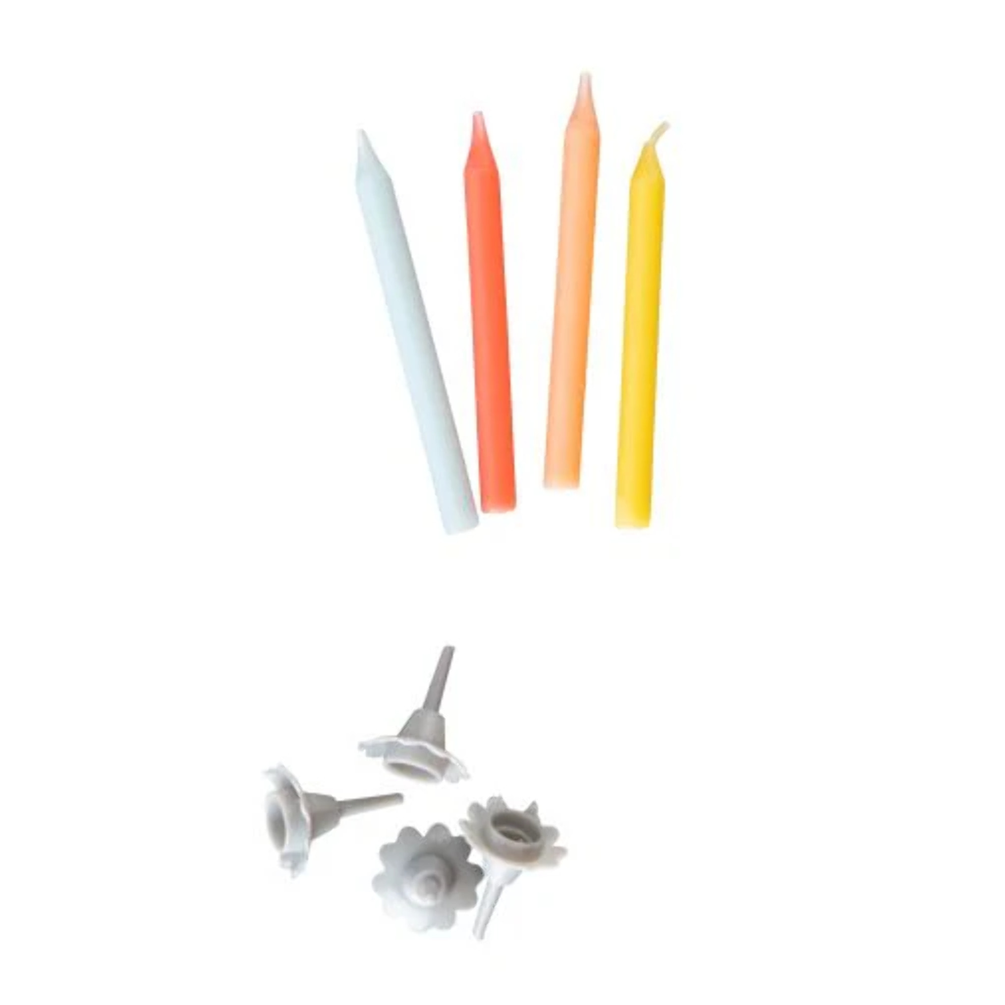 Lot de 24 bougies d'anniversaire et 12 bobèches Fackelmann Rio Party