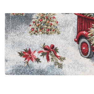 Runner Natalizio Cucina Salotto In Tessuto Gobelin Cinigliato Made in Italy Disegno Truck