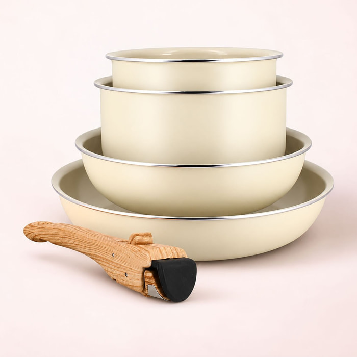 Set de 5 pièces en aluminium recyclé crème - tous feux