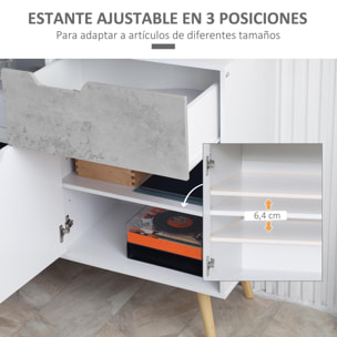 Aparador de Cocina Armario Buffet con 2 Puertas 1 Cajón Armario de Almacenaje para Salón Estudio Dormitorio Estilo Moderno 98x39x81,5 cm Blanco