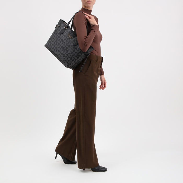 Bolso shopper - estampada - logo en relieve - negro