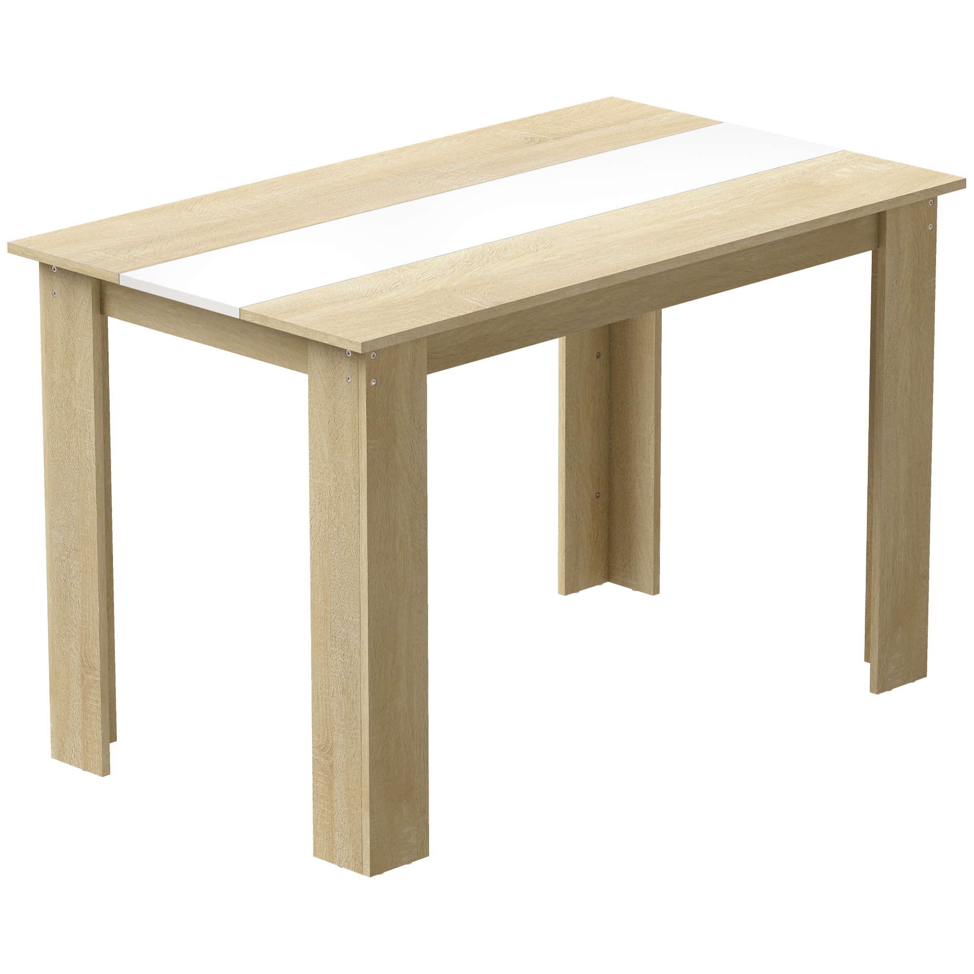 Table à manger grand plateau 4-6 personnes - dim. 120L x 69l x 75H cm - aspect bois chêne clair blanc