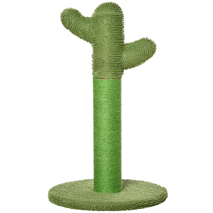 PawHut Albero Tiragraffi per Gatti a Forma di Cactus con Corde in Sisal, 40x40x65cm, Verde
