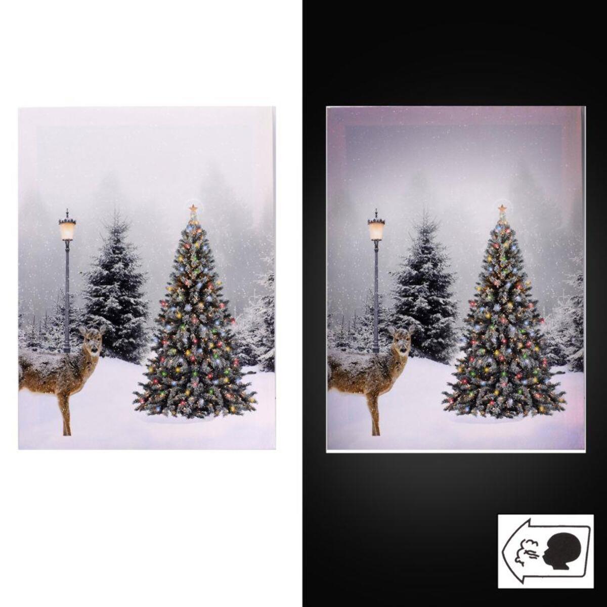 Quadro in legno con led paesaggio innevato cm30x40x1,8