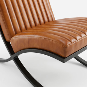 Fauteuil en cuir de buffle marron - Gustave