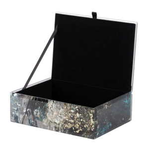 Caja Cristal Impresion Dorado-negro 21x15x7 Cm