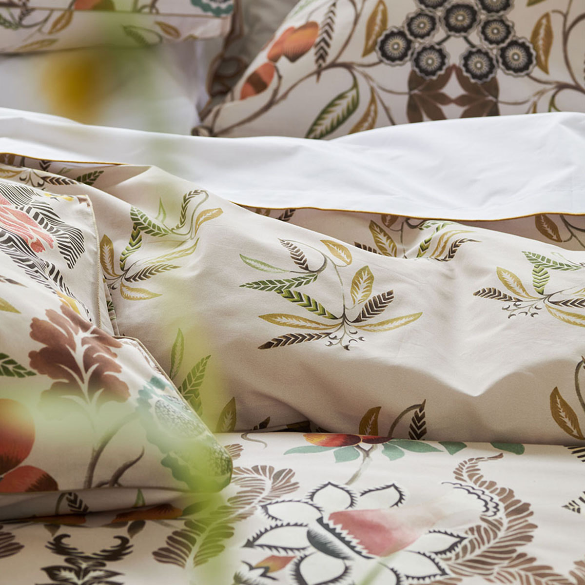 Housse de couette imprimée en percale de coton, BROCART DECORATIF, Beige moyen