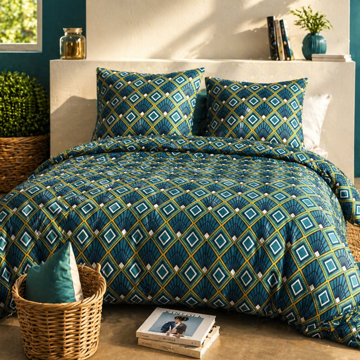 Parure housse de couette imprimé 100% coton - triska