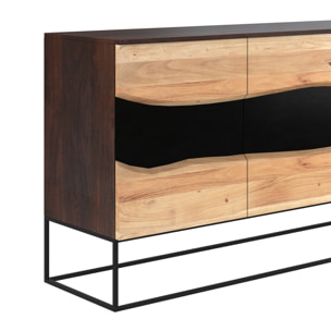 Buffet 3 portes en bois d'acacia et métal noir - Alabama