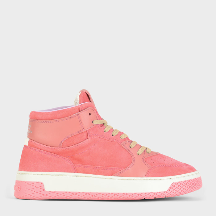 SNEAKER MID P02 DONNA IN SUEDE E PELLE FRAGOLA