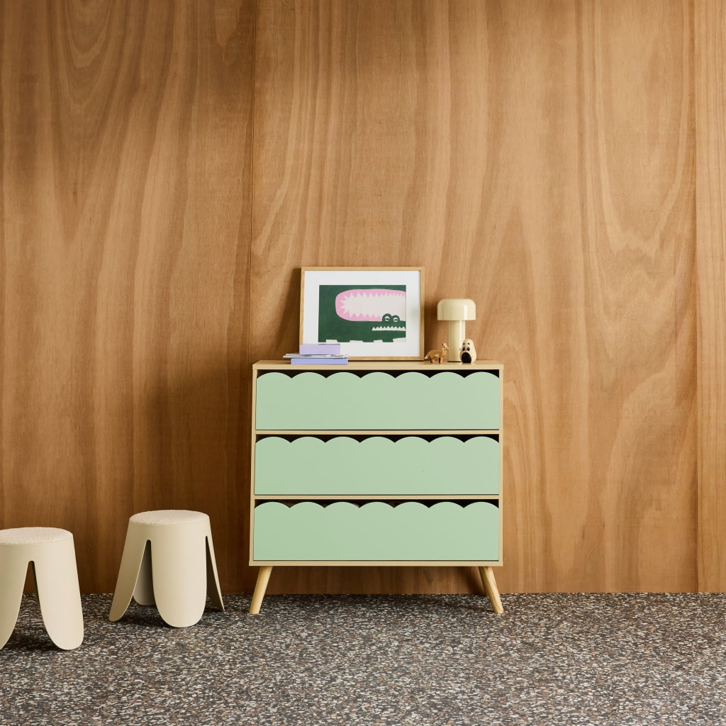 Commode enfant décor bois 3 tiroirs AZUR