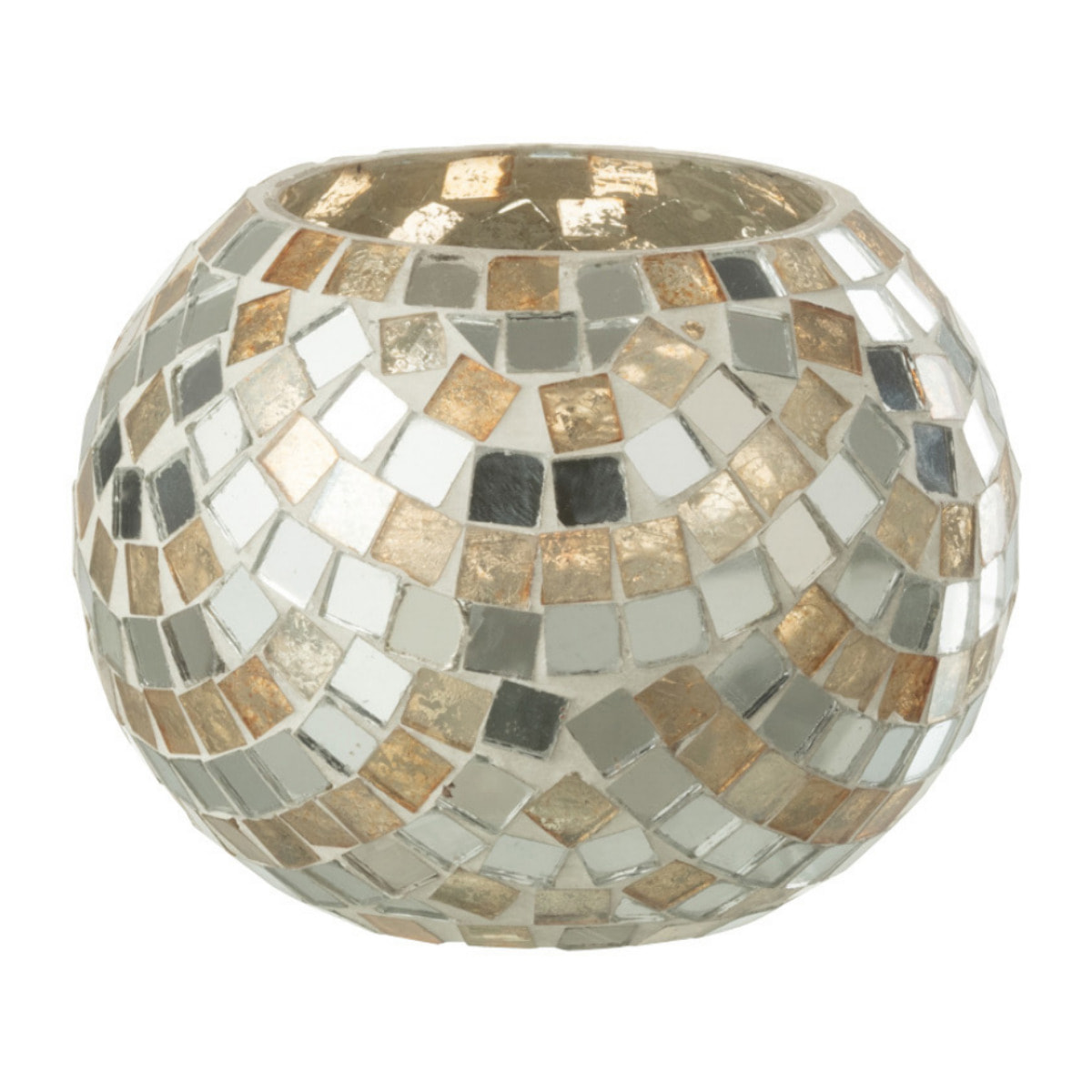 J-Line bougeoir Mosaic - verre - argent/or - small