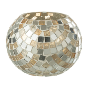 J-Line bougeoir Mosaic - verre - argent/or - small