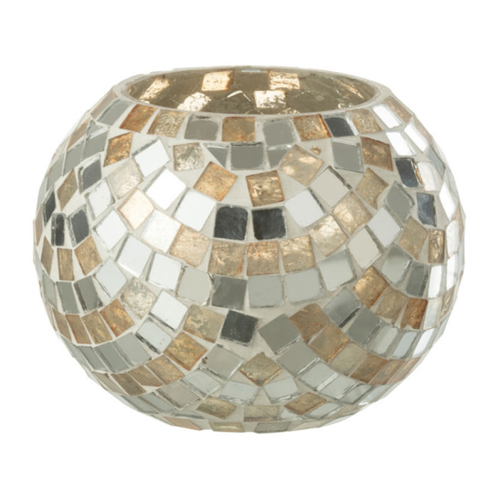 J-Line bougeoir Mosaic - verre - argent/or - small