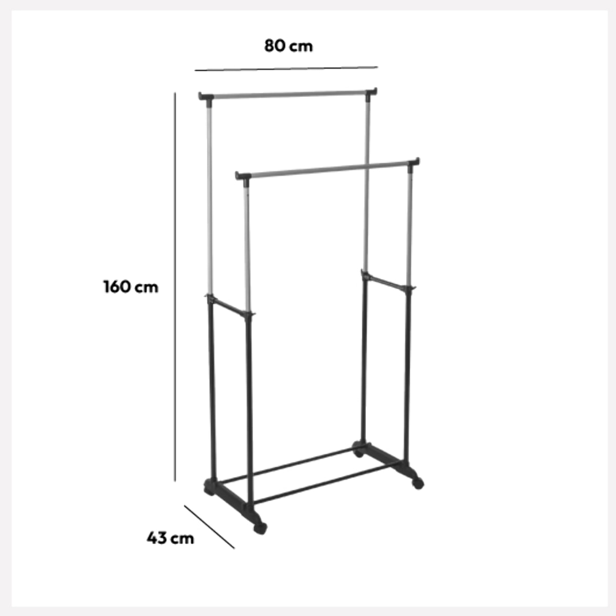 Portant à vêtement double à roulettes Pan
