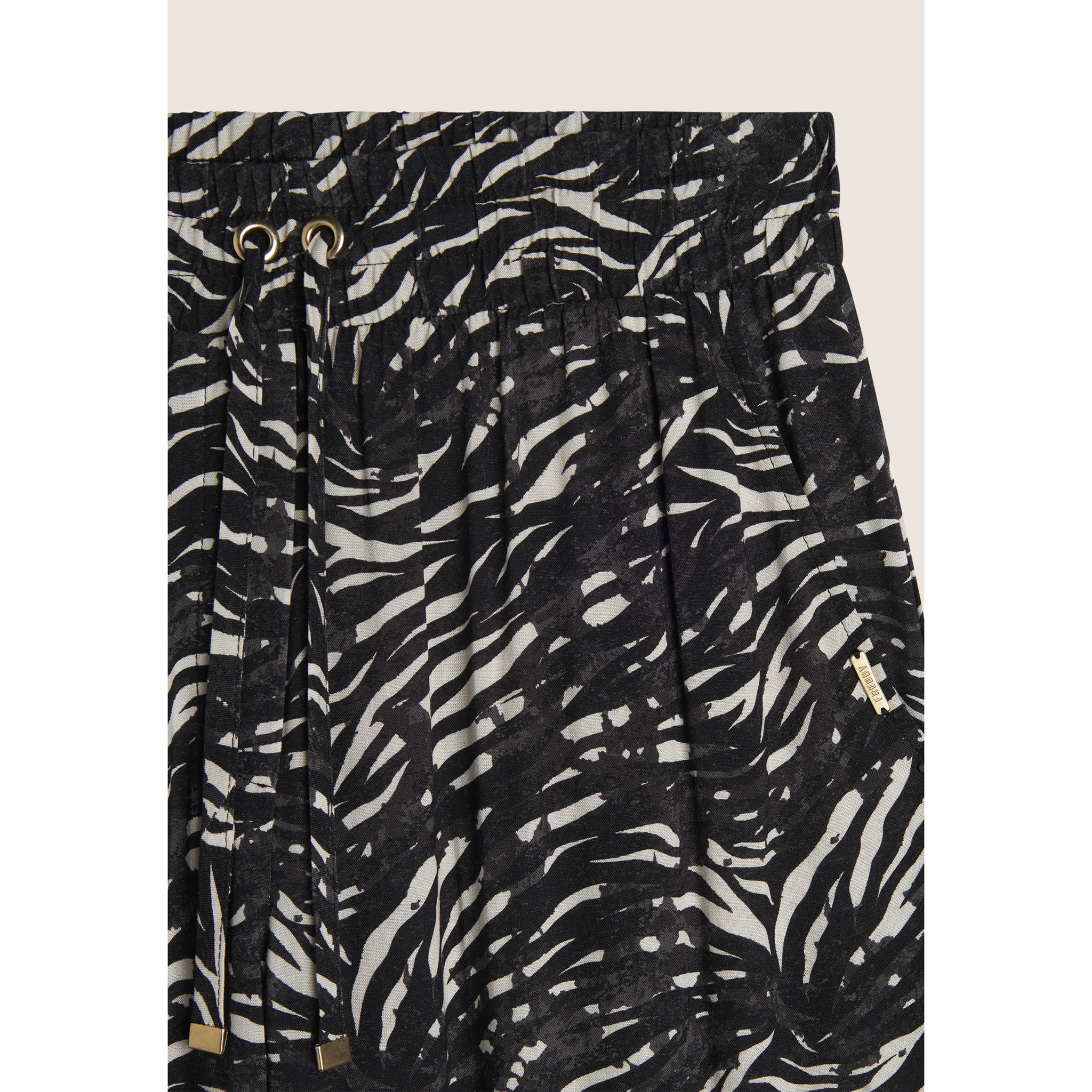 Pantaloni regular fit in viscosa animalier con gamba dritta