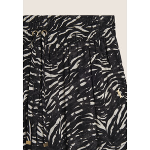 Pantaloni regular fit in viscosa animalier con gamba dritta