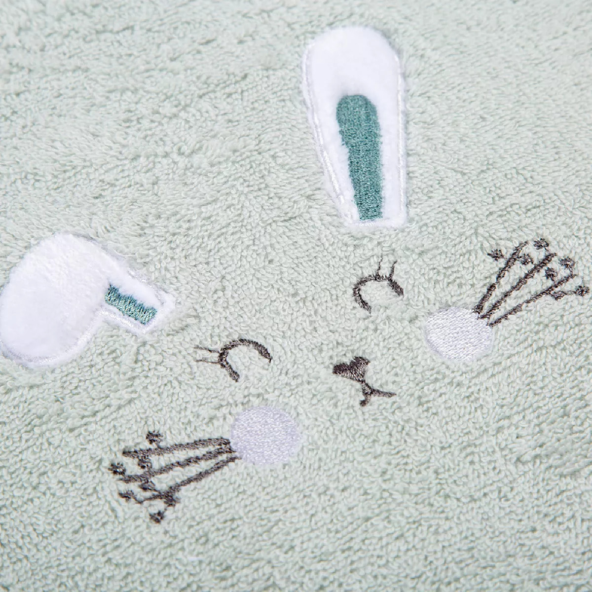 Poncho enfant pur coton 420 g/m² brodé vert Petit lapin vert d'eau