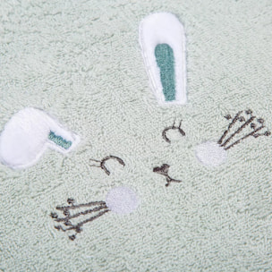 Poncho enfant pur coton 420 g/m² brodé vert Petit lapin vert d'eau