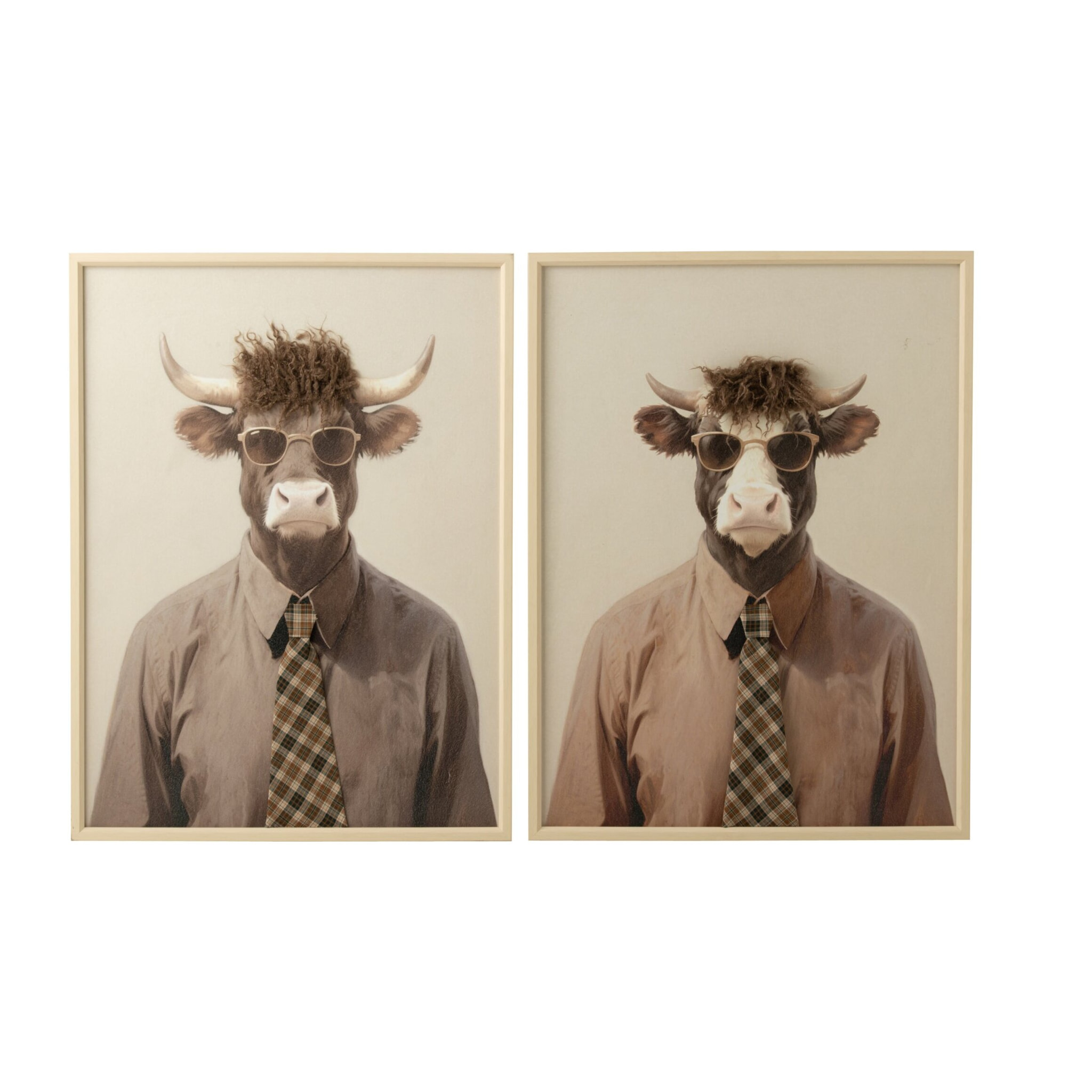J-Line tableaux Cow - MDF - marron - assortiment de 2