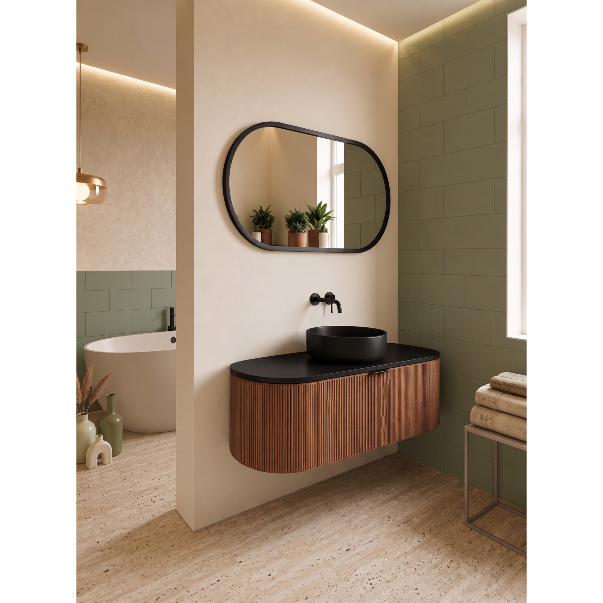 MOBILE DA BAGNO GLOBO 120 NOCE E NERO - 4 PEZZI