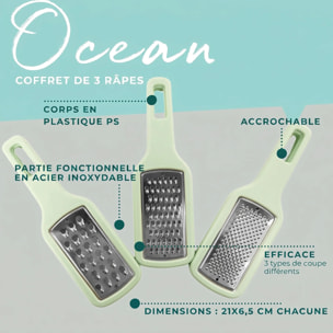 Lot de 3 râpes à légume manuel Fackelmann OCEAN