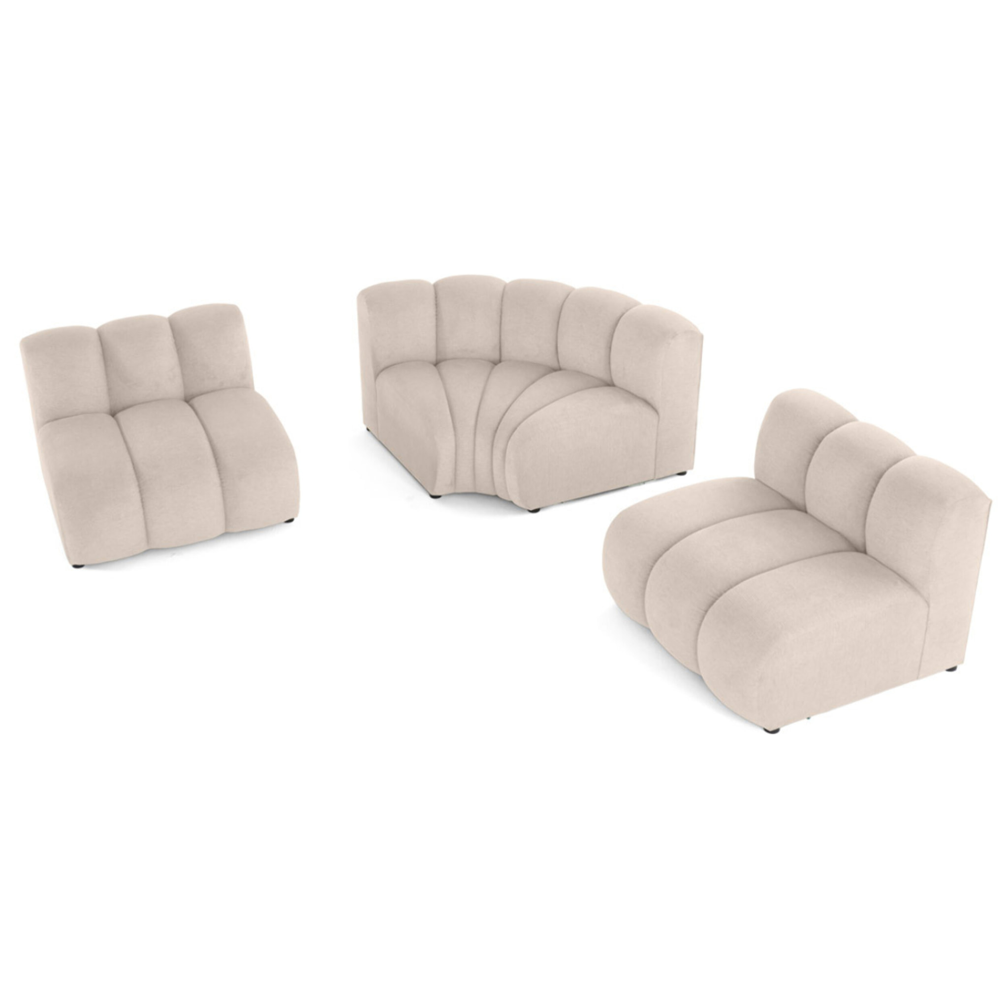 Debbie - canapé modulable d'angle réversible 4 places en tissu texturé - Beige