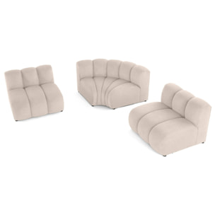 Debbie - canapé modulable d'angle réversible 4 places en tissu texturé - Beige