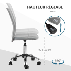 Vinsetto Chaise de bureau ergonomique hauteur réglable piètement chromé pivotant 360° revêtement maille gris