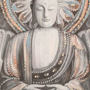 Toile imprimée "Bouddha" - bois et métal - 58x58 cm