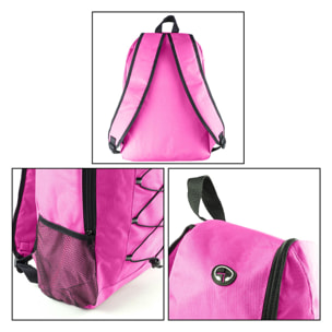 DAM Mochila Lendross en resistente poliéster 600D con salida para auriculares y zonas reflectantes. 29x15x43 Cm. Color: Rosa