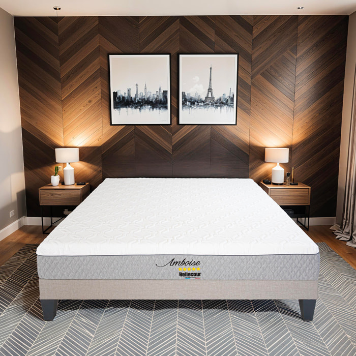 Matelas Amboise, Soutien Ferme, 24 cm, Mémoire de Forme & Mousse Haute Densité, Fabrication Française, Déhoussable