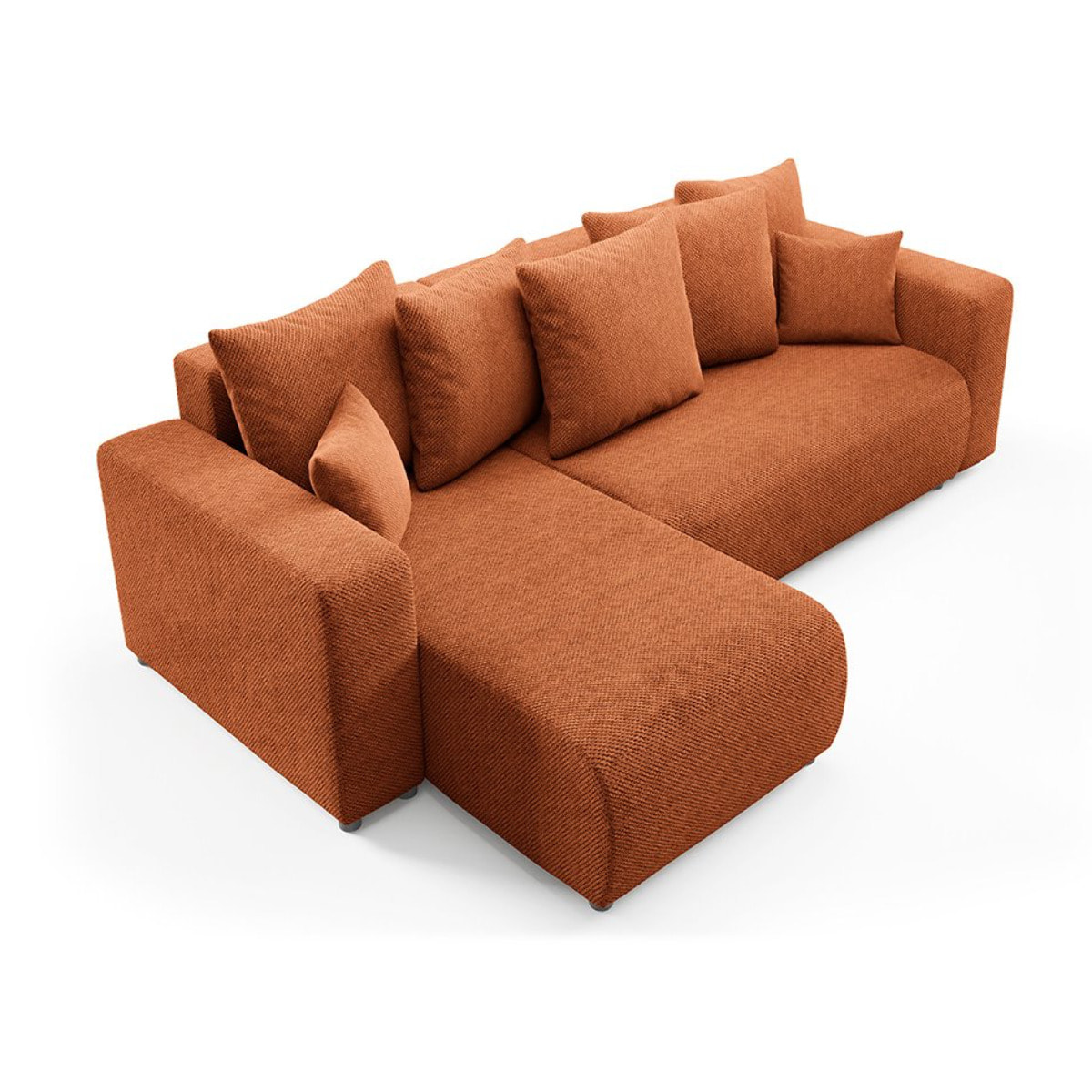 GLORIA - Canapé d'angle gauche convertible 4 places en tissu terra