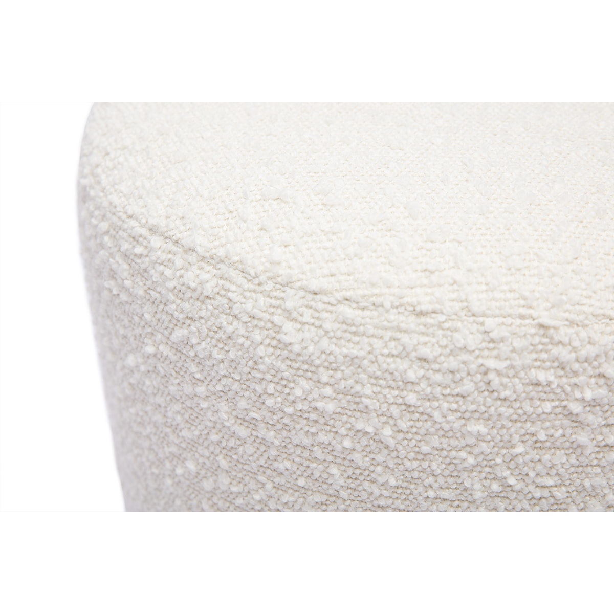 Pouf rond en tissu effet laine bouclée blanc cassé et métal doré D40 cm AMAYA